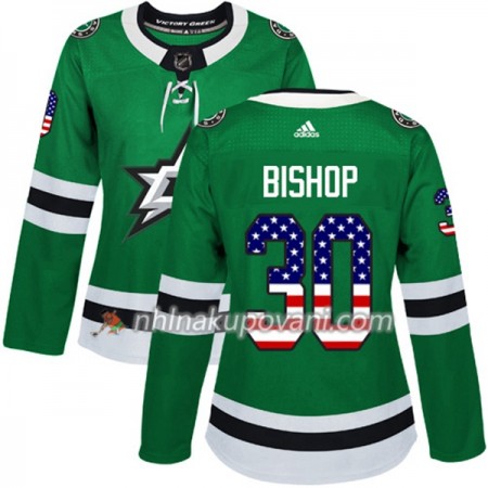 Dallas Stars Dresy Ben Bishop 30 2017-2018 USA Flag Fashion Zelená Adidas Authentic - Dámské